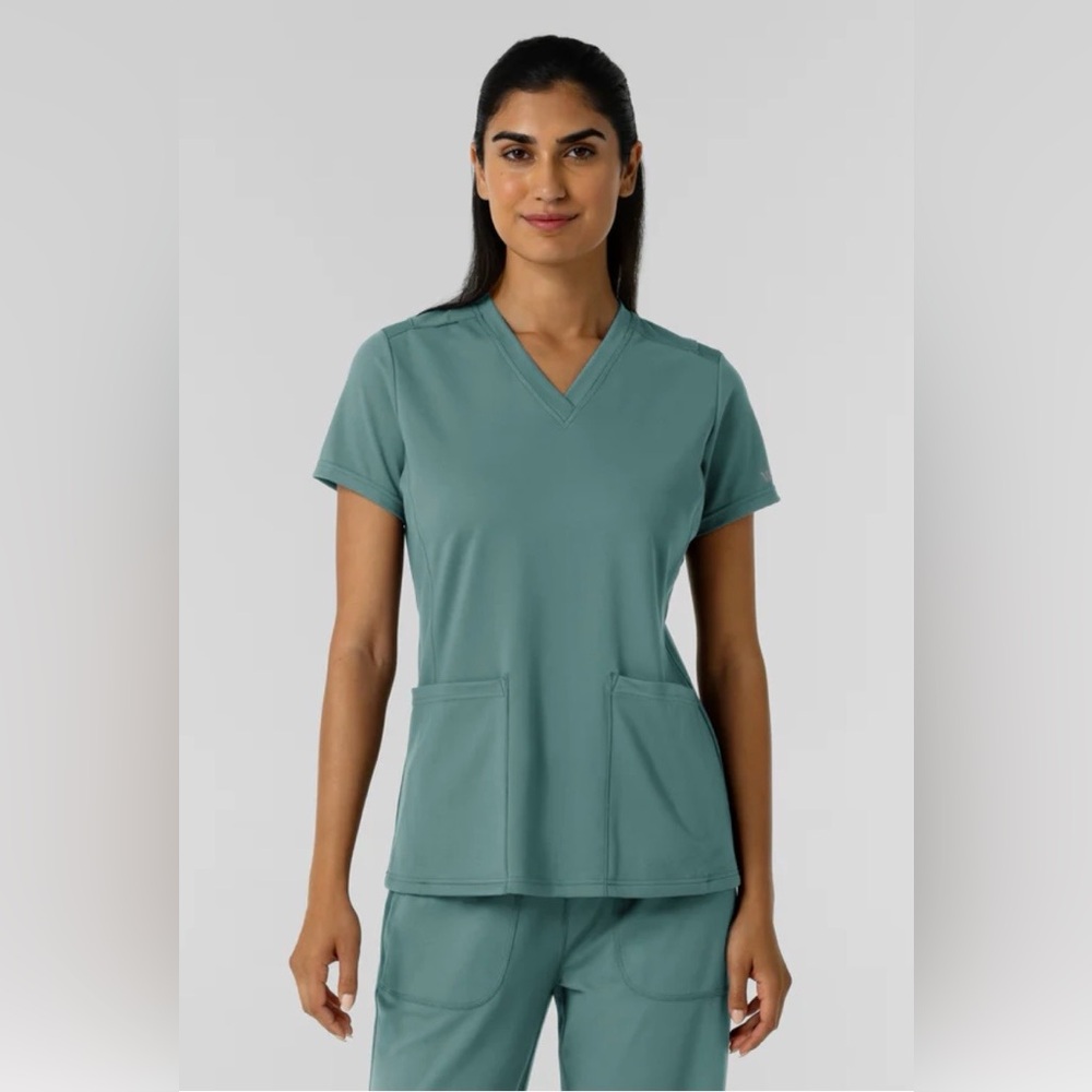 Wink- Women's V-Neck Scrub Top - Vintage Teal